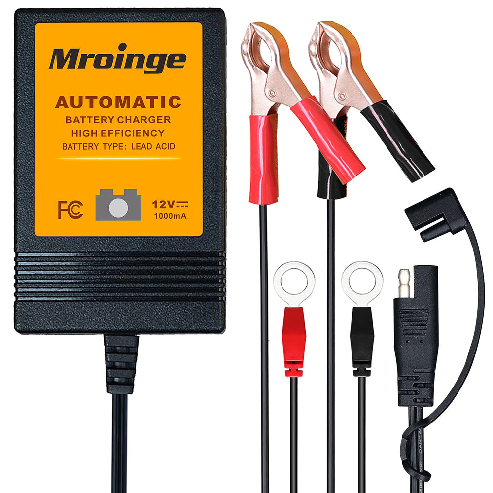 Mroinge front view of trickle charger showing compact design and durability benefit