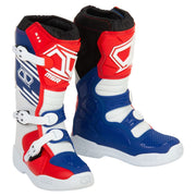 MSR front view of youth M3X boots showing colors and durable build benefit
