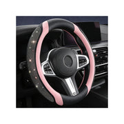 Muamos front view of pink bling steering wheel cover showing full design and sparkle benefit