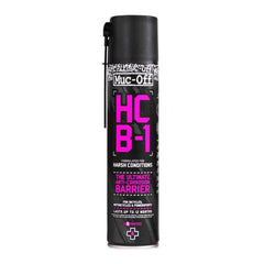Muc-Off HCB-1 aerosol can front view showing label and spray benefit