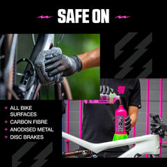 Muc-Off applied to chain as degreaser for efficient drivetrain cleaning