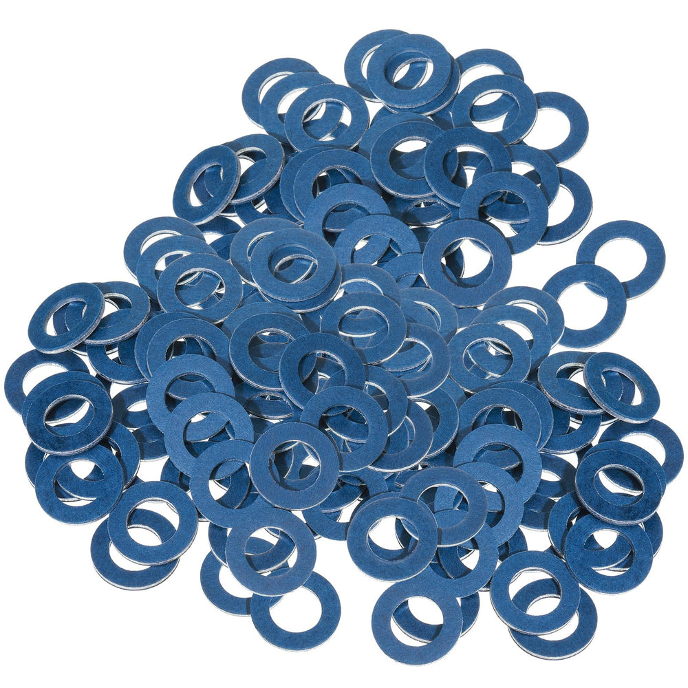 Mudder front pack of 100 blue aluminum crush washers showing quantity and color benefit