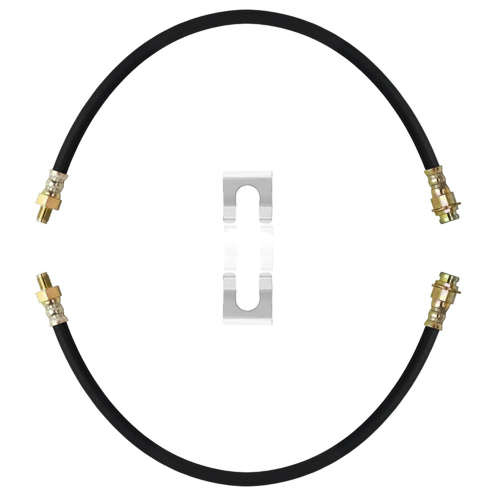 MuRealy front packaging showing two brake hoses and clear fitment info for easy selection