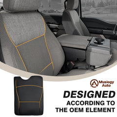 Muslogy armrest cover installed in Ford truck demonstrating improved comfort