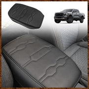 Muslogy front packaging showing black-trim armrest cover and neat fit for Ranger