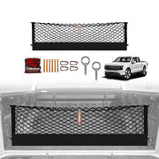 Muslogy front view of cargo net fitted in Ford F-150 bed showing secure hold