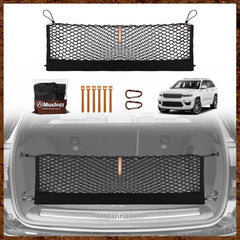 Muslogy front view installed in Jeep Grand Cherokee WL, secures cargo neatly
