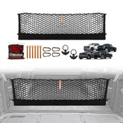 Muslogy front view installed in truck bed showing tidy cargo retention