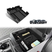 Muslogy front view installed in Ford console for tidy storage