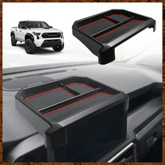 Muslogy front view of red dashboard organizer showing neat storage benefit