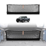 Muslogy front view of cargo net fitted in Ridgeline bed showing tidy containment