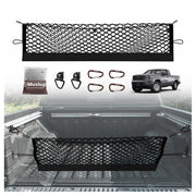 Muslogy cargo net installed in Nissan Frontier front view keeps items secure