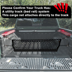 Muslogy cargo net side profile showing fitment and bed coverage benefit