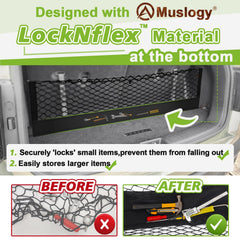 Muslogy LockNflex material close-up demonstrating elasticity and secure hold