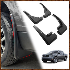 Muslogy front mud flap packaging showing parts and fit protection