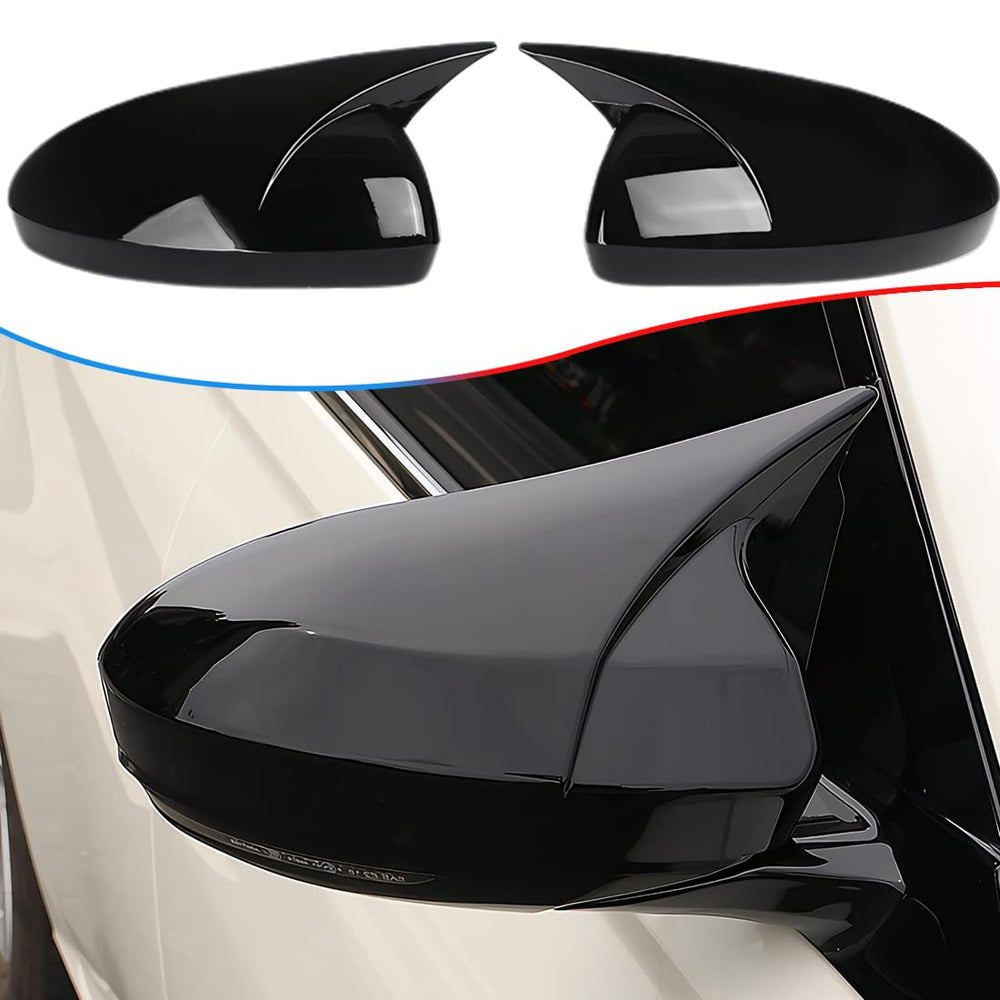 MUXEE front view bright black mirror covers showing sleek upgrade and fit