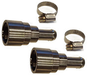 Muzzys front packaging showing two stainless connectors and clamps, durable replacement