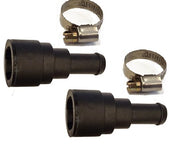 Muzzys front packaging showing two upgraded heater core connectors and clamps for easy replacement