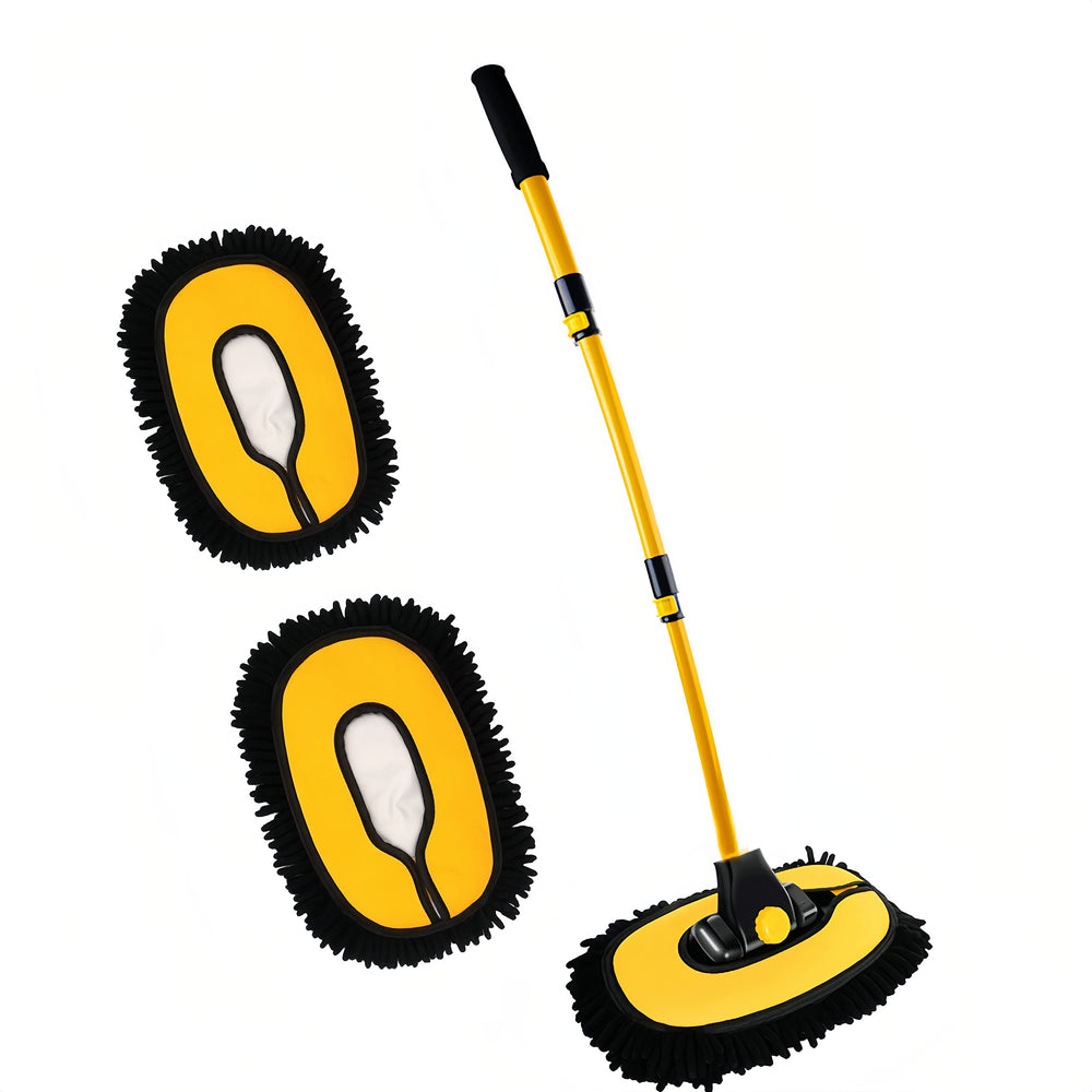 MVEQRRN front view of yellow curved car wash brush showing full kit and handle benefit