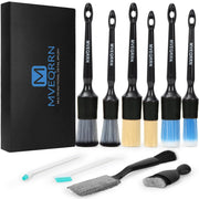 MVEQRRN front view of 10-piece detailing brush set, organized and ready