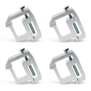 MXSAG front view of four silver clamps showing included bolts and washers for quick mounting