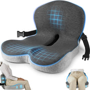 MYFAMIREA front view of cushion showing ergonomic L shape and lumbar support for comfort