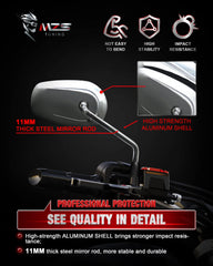 MZS chrome close-up of aluminum stem and 360-degree ball joint for precise adjustment