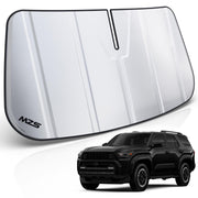 MZS front-fit windshield shade showing precise contour and protective coverage