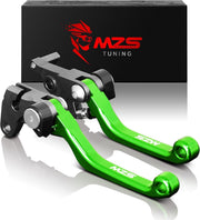 MZS front view of green levers showcasing vibrant anodized finish and fit