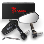 MZS front view pair showing sleek bar end mirror benefits wider sight