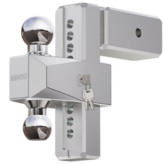 MZS hitch front profile showing full 8-inch adjustable drop benefit