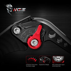 MZS reach adjustment setscrew detail showing customizable ergonomics