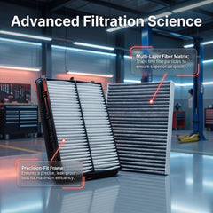 N2ZQ8D engine filter close-up highlighting pleat pattern for improved airflow