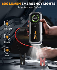 NACKEO LED light and mode display providing visibility and SOS signaling