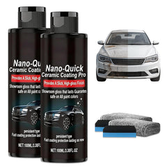 Generic Nano-Quick Ceramic Coating Pro front packaging showing two bottles and benefits