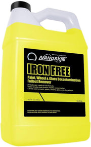 Nanoskin IRON FREE gallon front view showing label and size, clear product identification and storage benefit