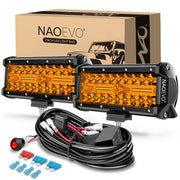 NAOEVO front view of 7-inch amber LED pod showing compact housing and LEDs