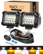 NAOEVO front view of 4-inch LED pod showing lens and housing benefit clear beam