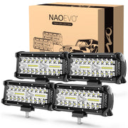 NAOEVO front view of 7-inch light bar showing powerful beam for better road visibility