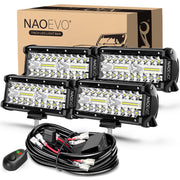 NAOEVO front view of 7-inch LED bars showing compact brightness benefit