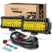 NAOEVO front view of 7-inch light bar showing housing and beams for improved night vision