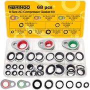 NBRINGO front packaging showing full 68-piece compressor gasket kit benefits organization