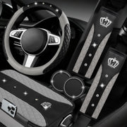 NBTEPEM front view of full grey bling accessories set adds coordinated luxury