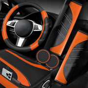 NBTEPEM orange steering wheel cover front view showing sporty fit and improved grip
