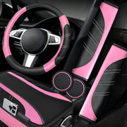 NBTEPEM steering wheel cover front view showing fit and sporty style benefit grip