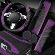 NBTEPEM steering wheel cover front view showing snug fit and sporty look