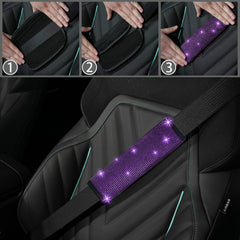 NBTEPEM seat belt covers on car seat offering padded comfort and sparkly look