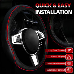 NBTEPEM steering wheel cover close-up of stitching improving grip