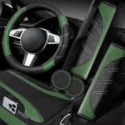 NBTEPEM steering wheel cover front view showing sporty green finish and improved grip