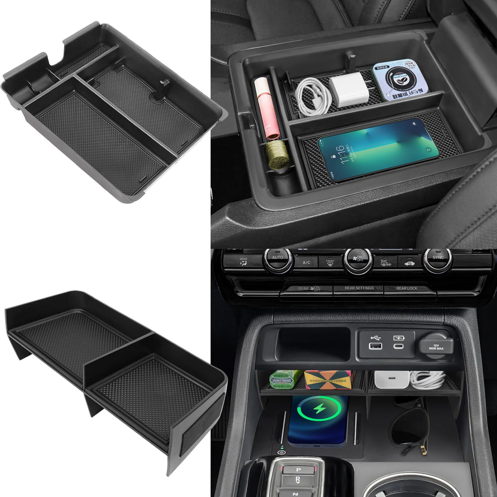 Neepiar front view installed in Pilot center console showing neat storage and easy access